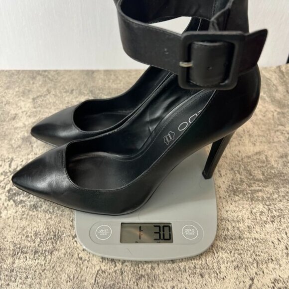 Aldo Black Pointy Toe Ankle Buckle Stiletto Heels Size 8.5 - Picture 12 of 13